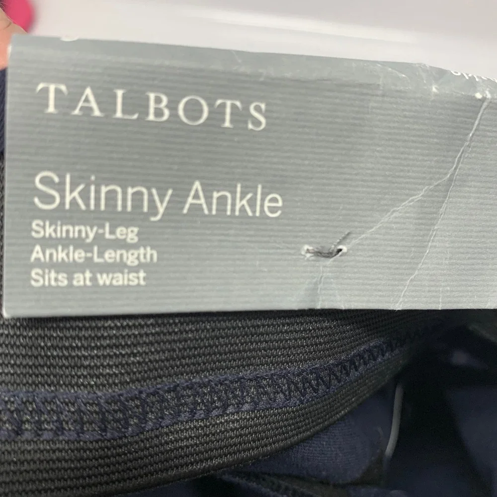 Talbots Skinny Ankle Pants Navy Blue 6P Stretch Elastic Waist Business New